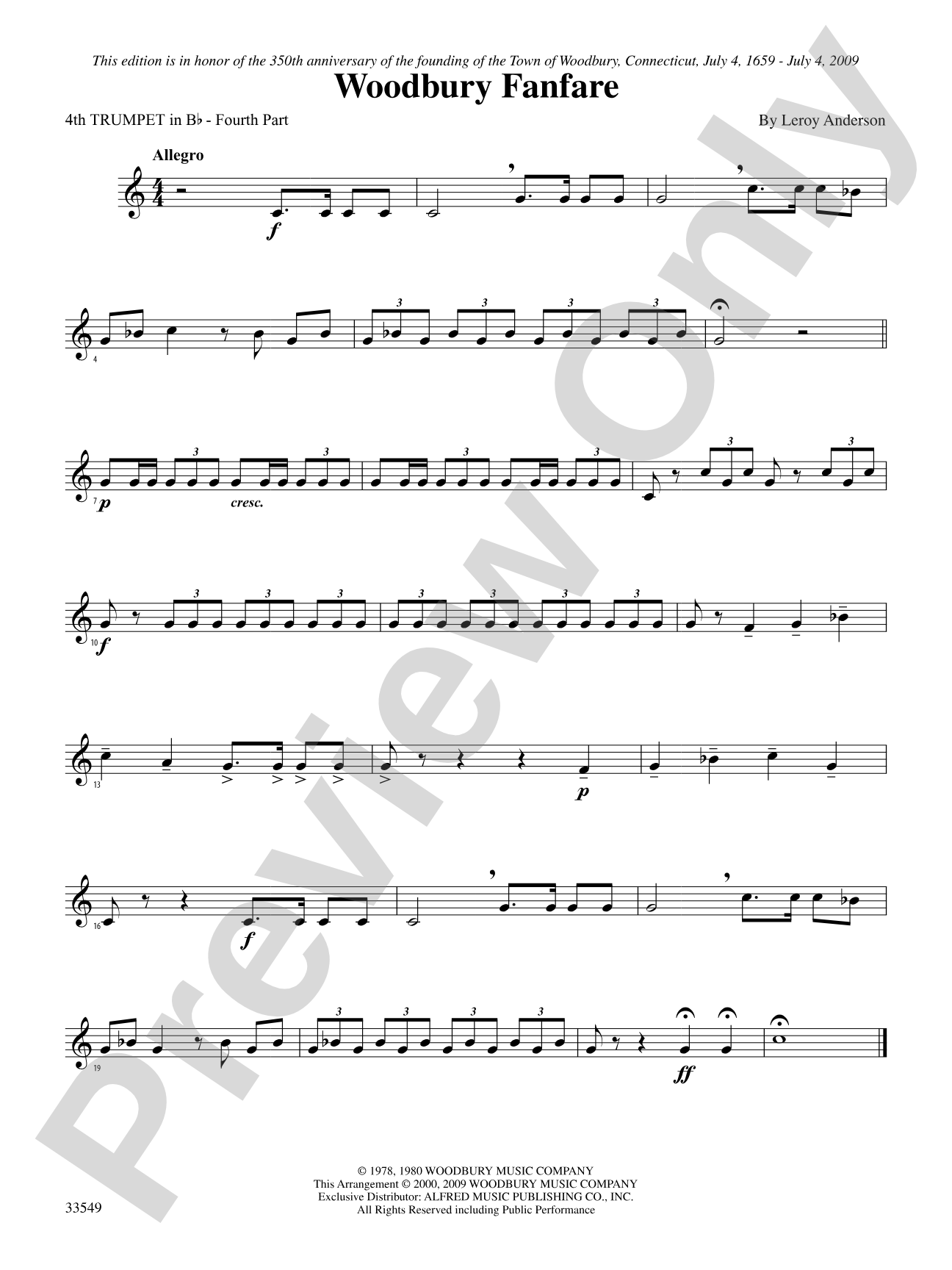 Woodbury Fanfare: 4th B-flat Trumpet