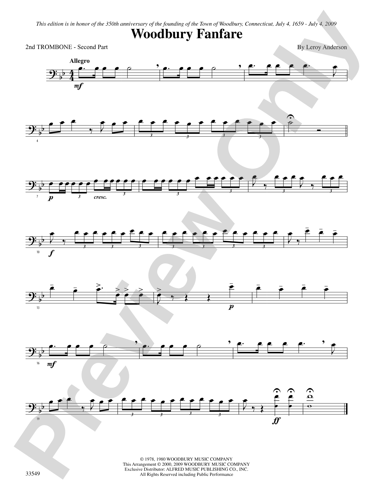 Woodbury Fanfare: 2nd Trombone