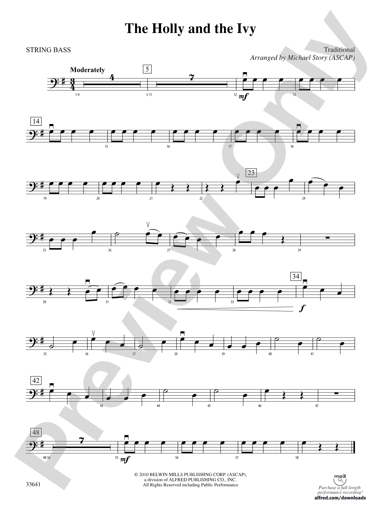 The Holly and the Ivy: String Bass