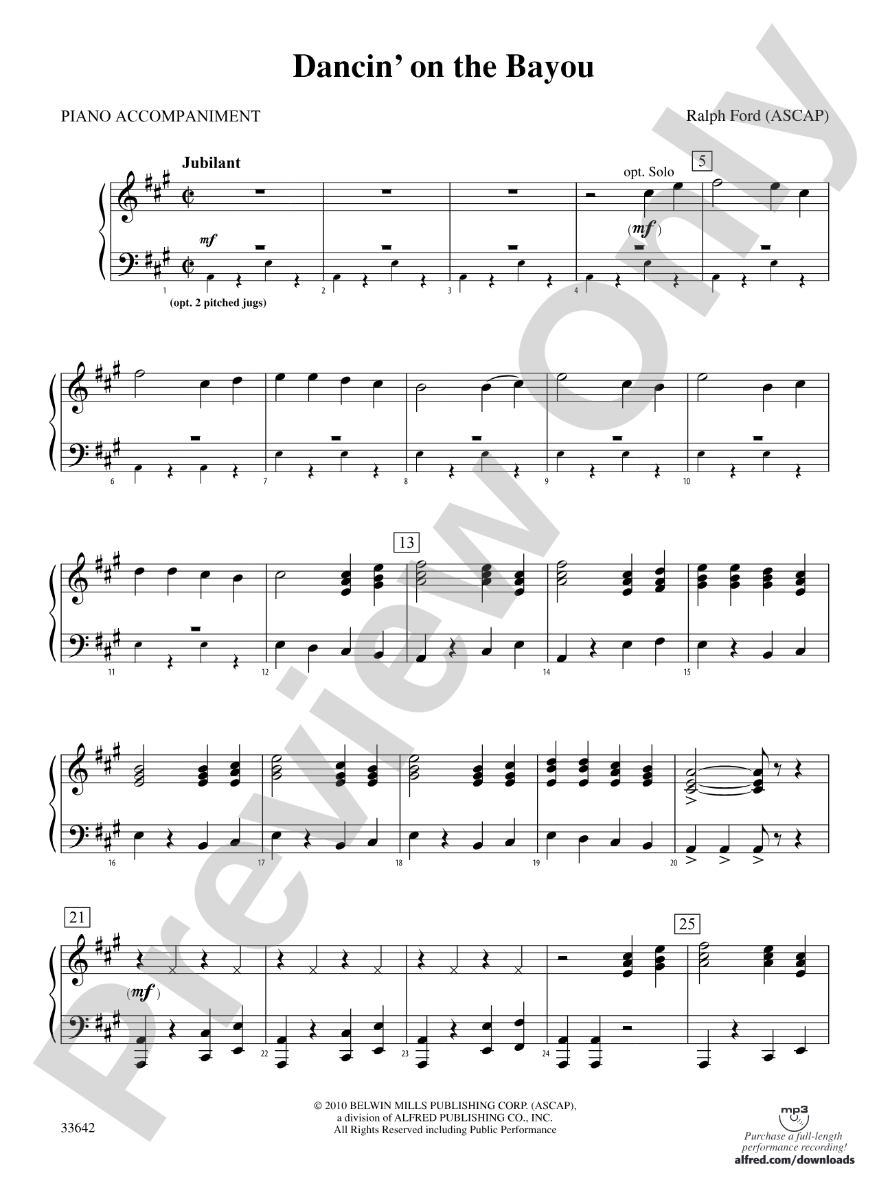 Dancin' on the Bayou: Piano Accompaniment