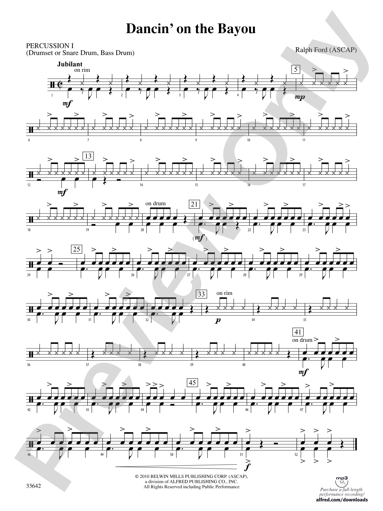 Dancin' on the Bayou: 1st Percussion