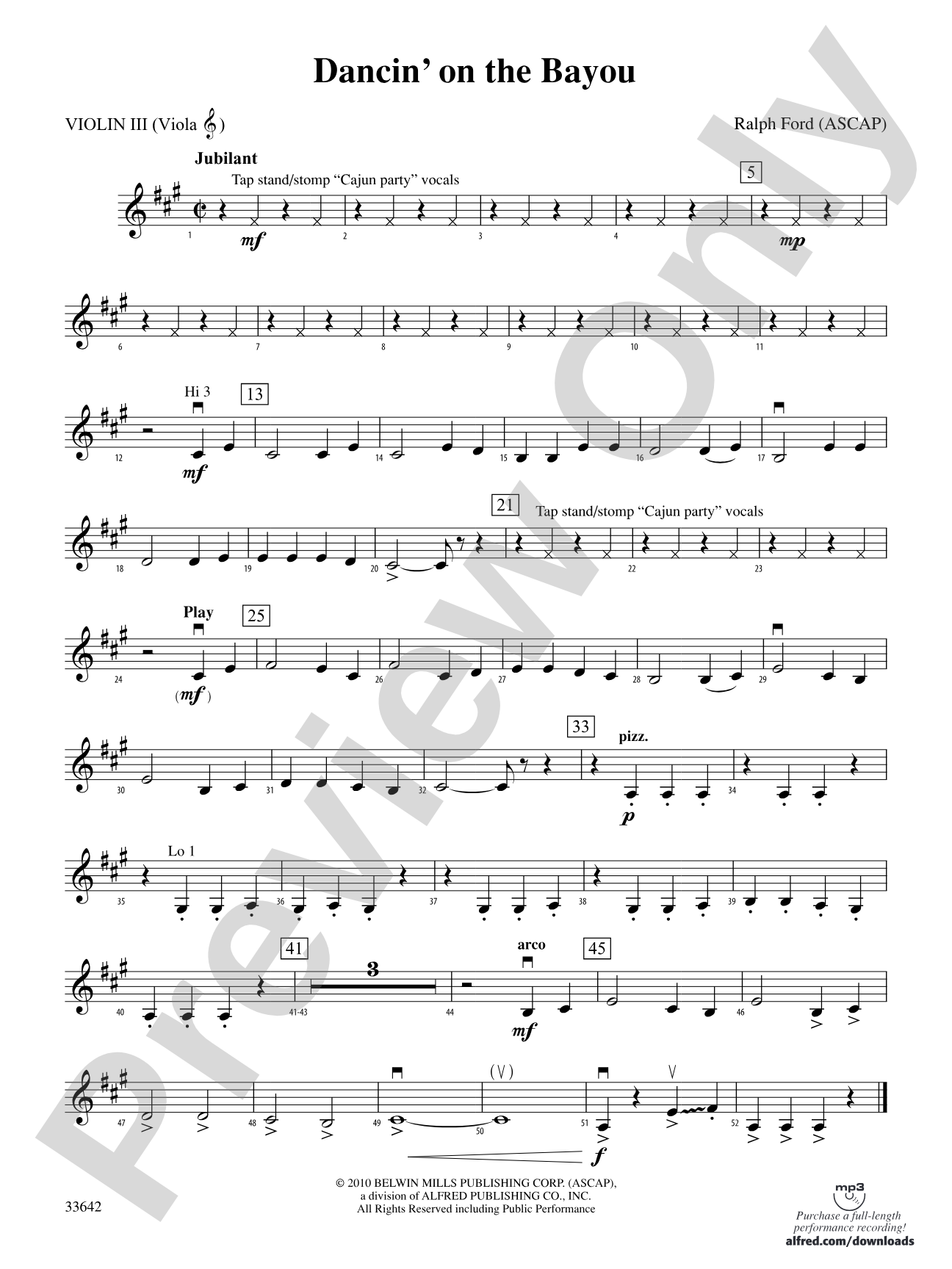 Dancin' on the Bayou: 3rd Violin (Viola [TC])