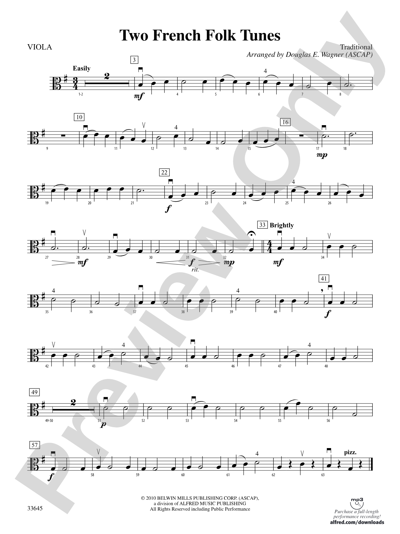 Two French Folk Tunes: Viola