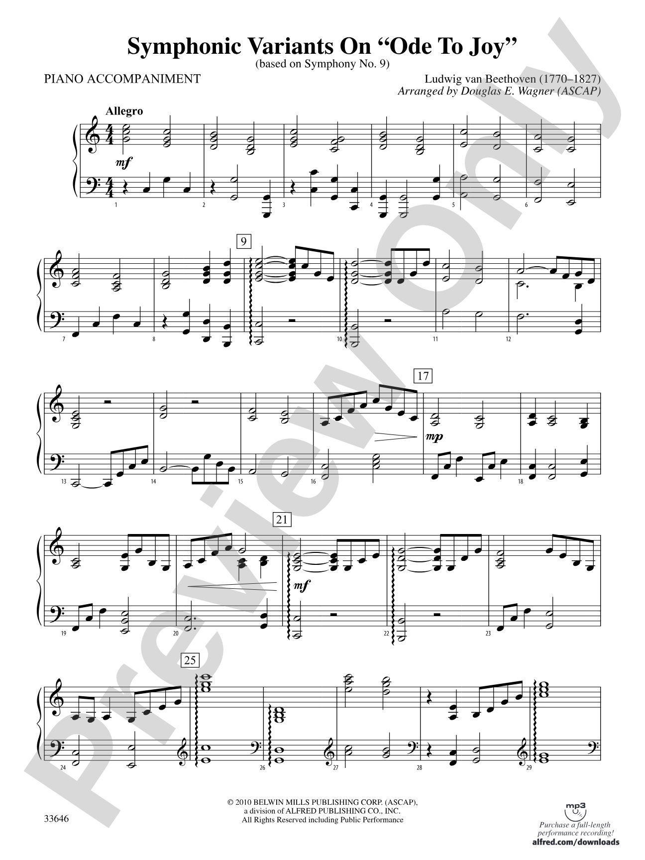 Symphonic Variants on Ode to Joy: Piano Accompaniment