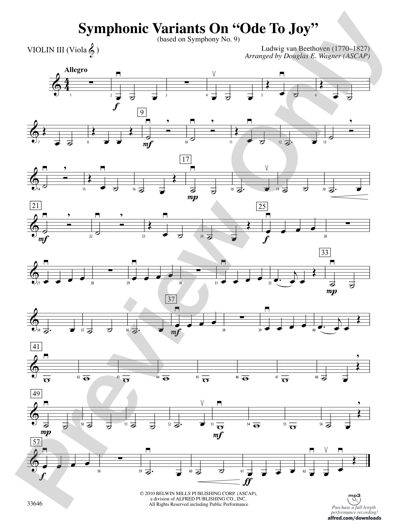 Symphonic Variants on Ode to Joy: 3rd Violin (Viola [TC])