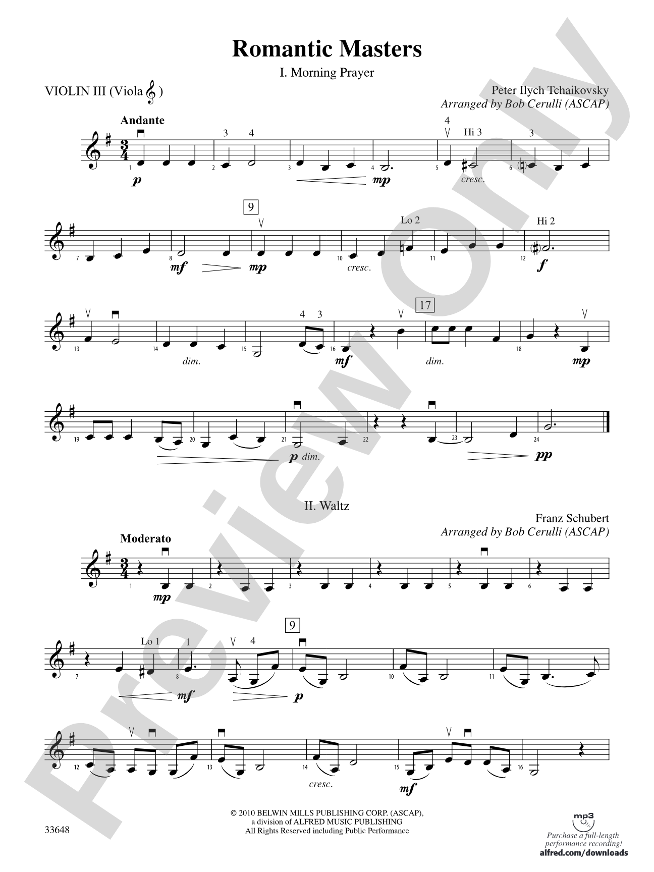 Romantic Masters: 3rd Violin (Viola [TC])