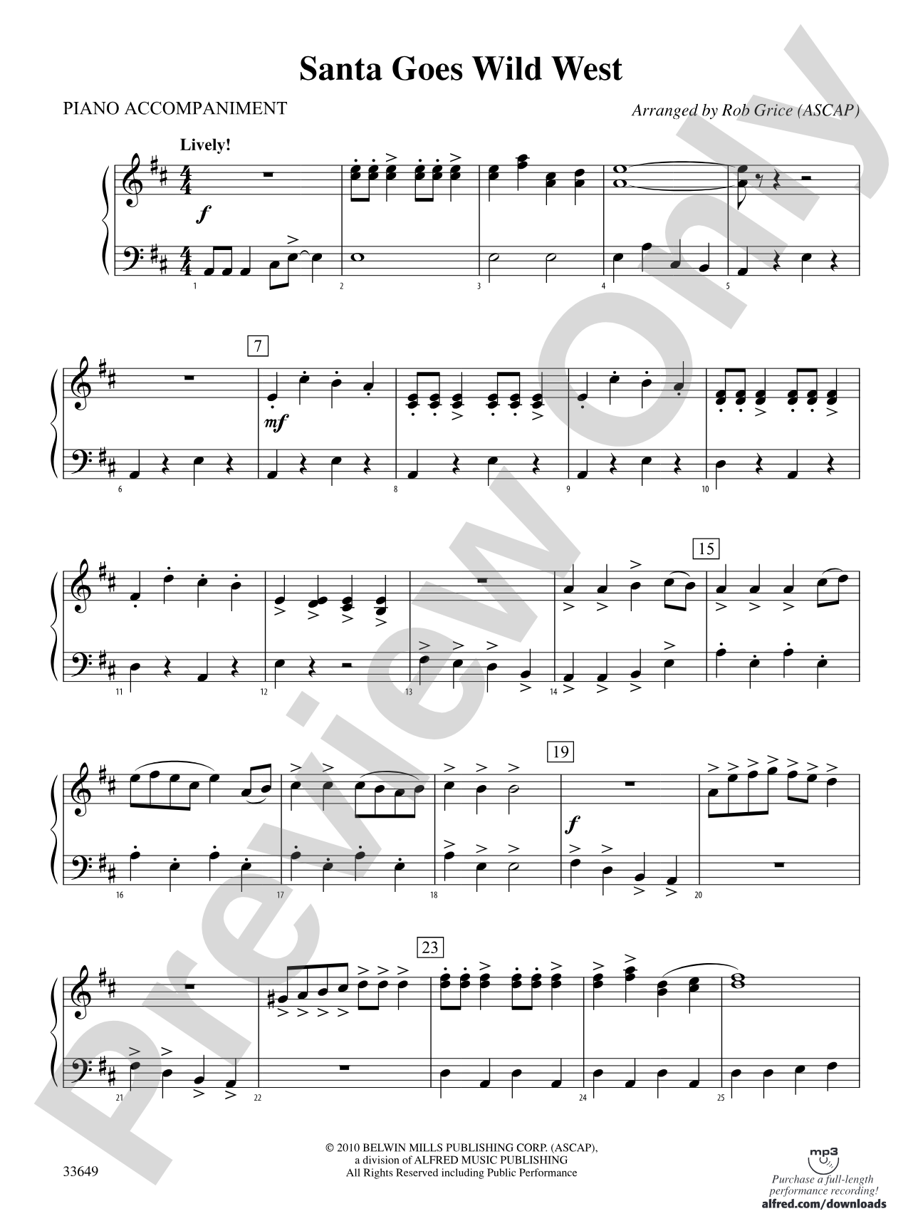 Santa Goes Wild West: Piano Accompaniment