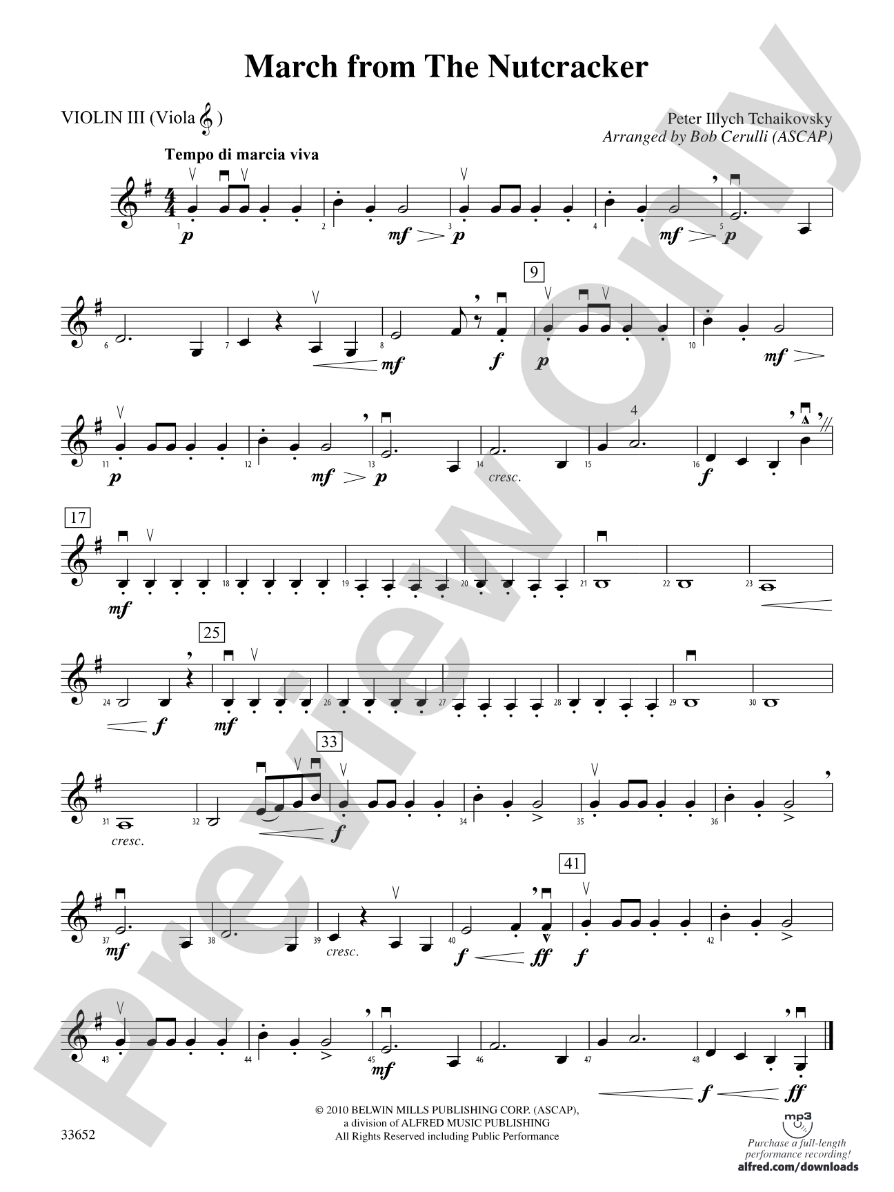 March from The Nutcracker: 3rd Violin (Viola [TC])