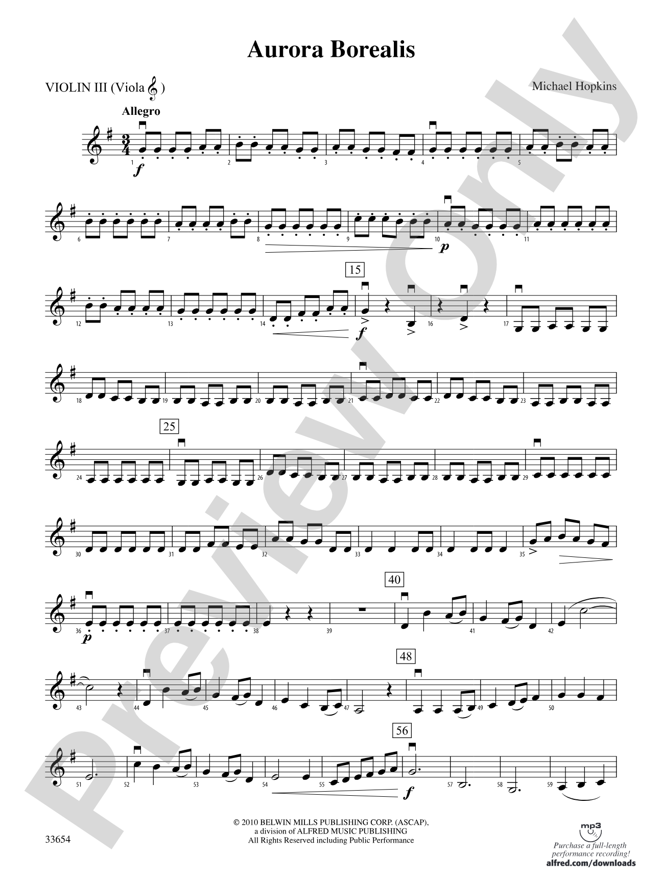 Aurora Borealis: 3rd Violin (Viola [TC])