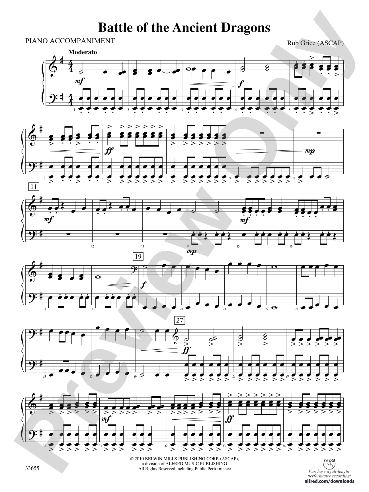 Battle of the Ancient Dragons: Piano Accompaniment