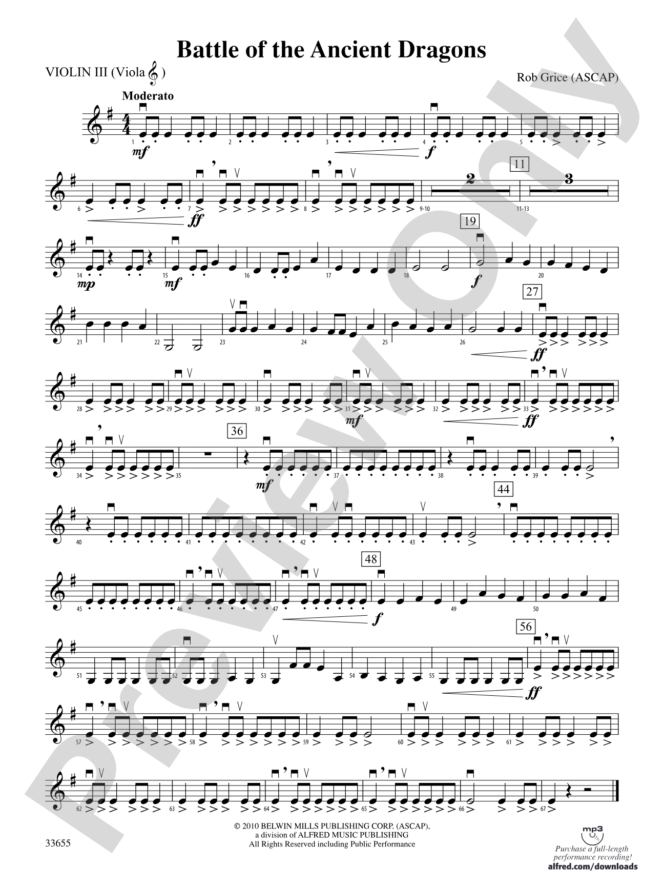 Battle of the Ancient Dragons: 3rd Violin (Viola [TC])