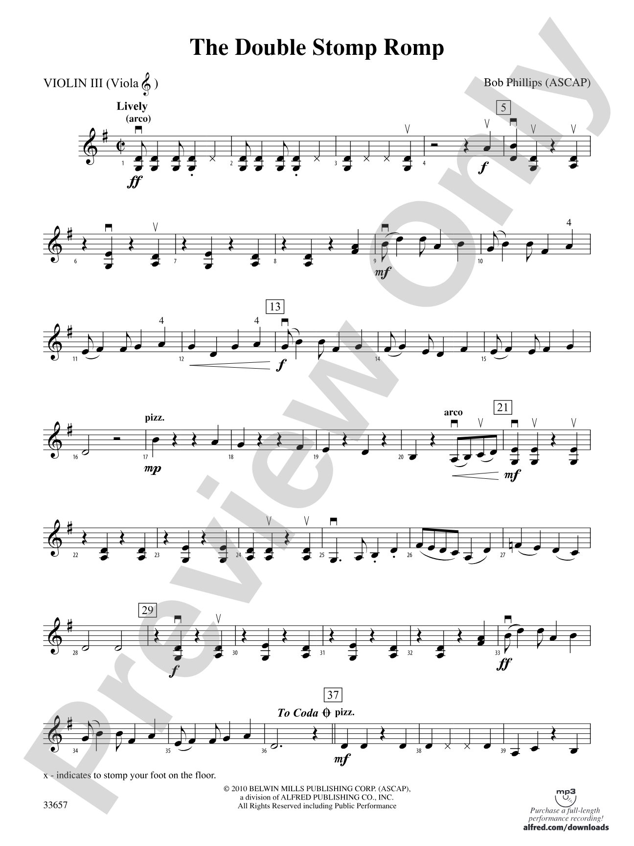 The Double Stomp Romp: 3rd Violin (Viola [TC])