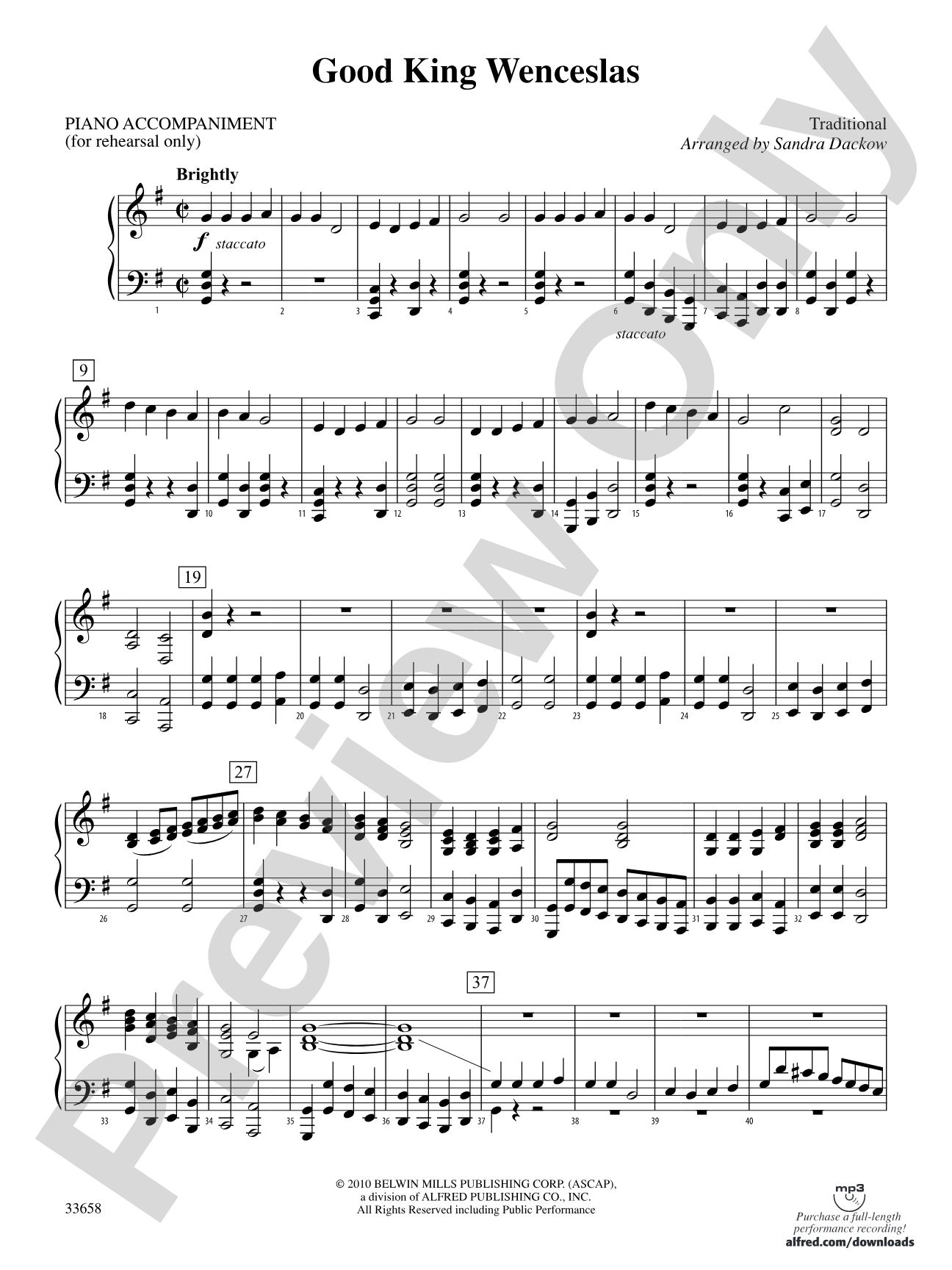 Good King Wenceslas: Piano Accompaniment