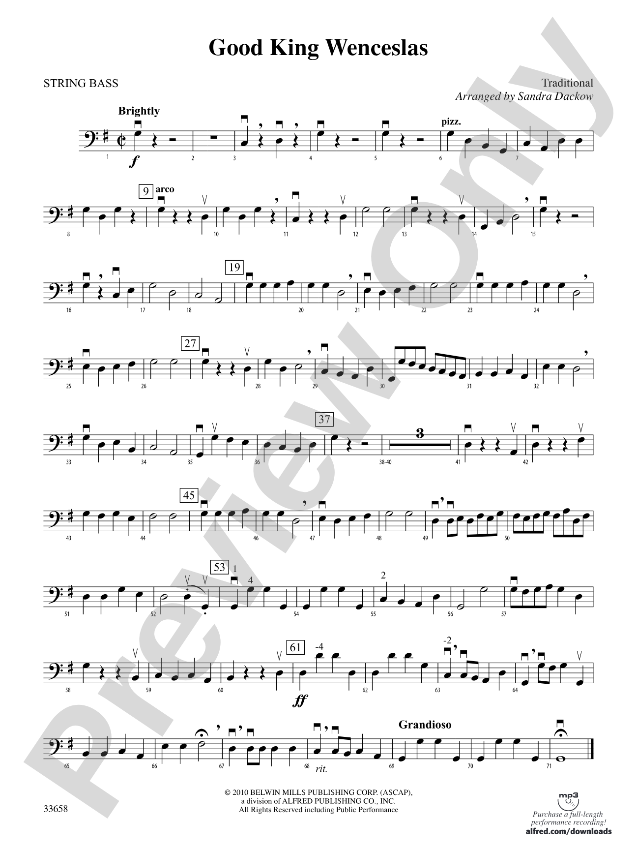Good King Wenceslas: String Bass