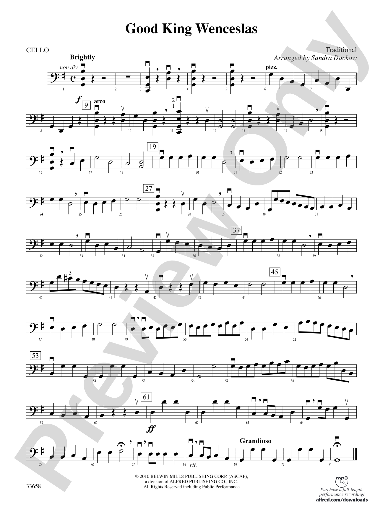Good King Wenceslas: Cello