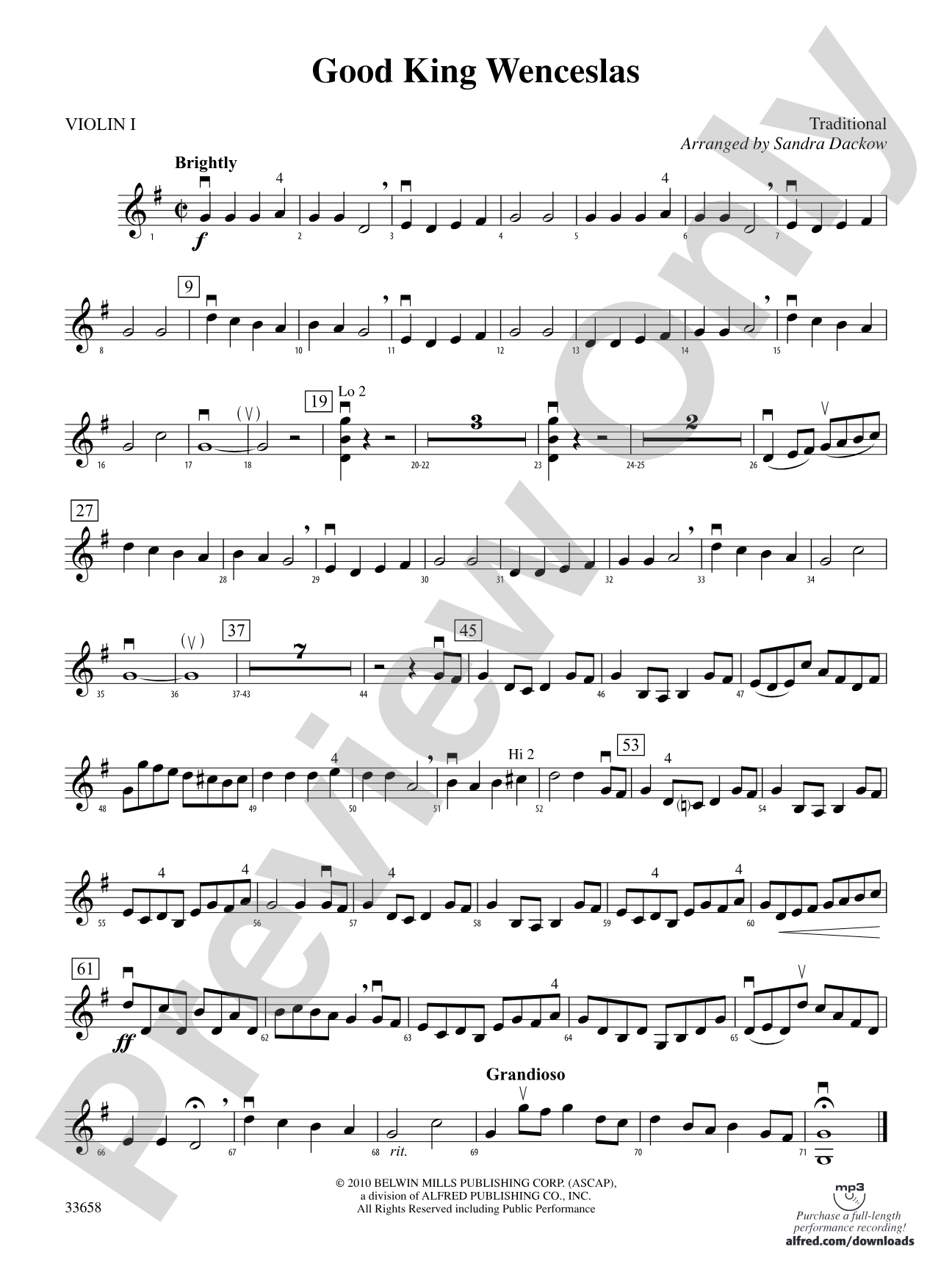 Good King Wenceslas: 1st Violin