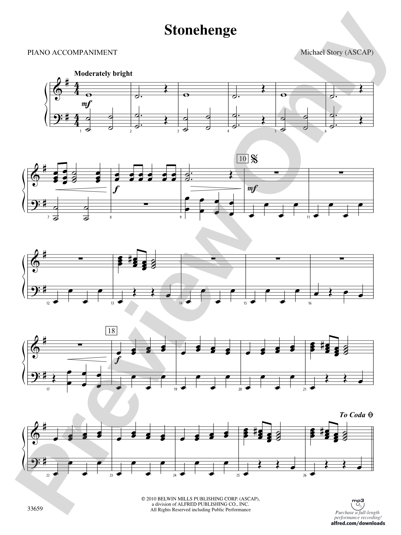 Stonehenge: Piano Accompaniment