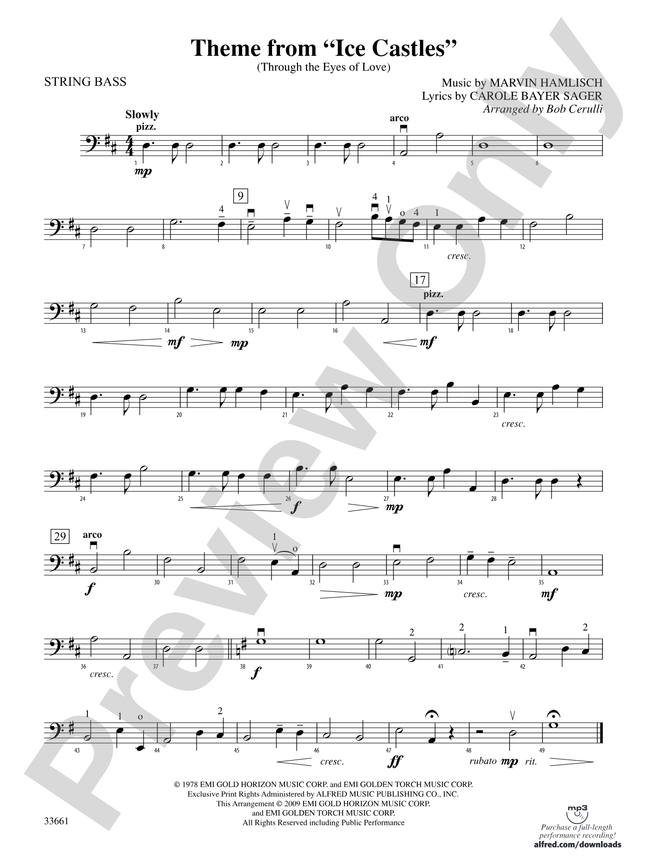 Ice Castles, Theme from (Through the Eyes of Love): String Bass