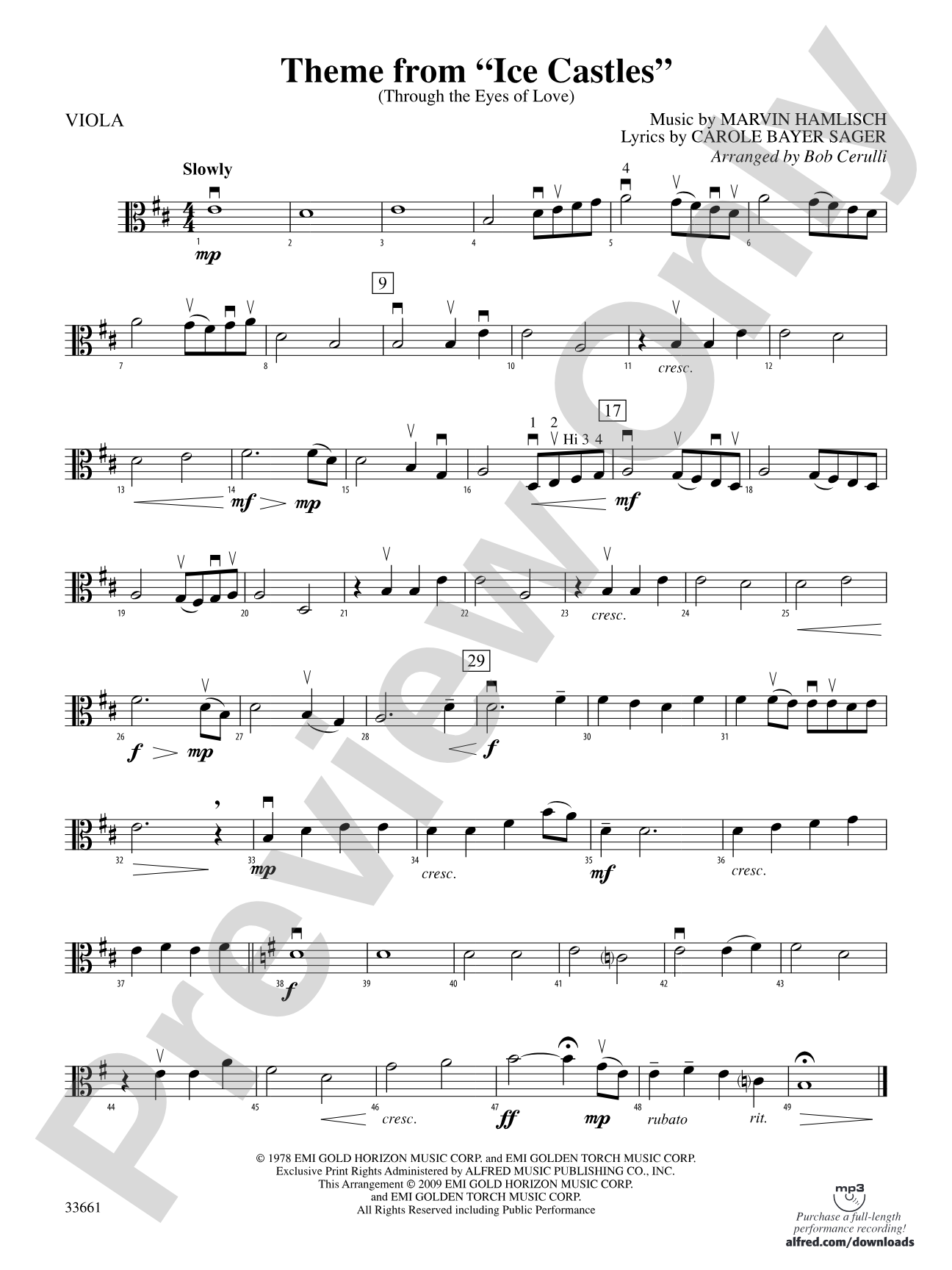 Ice Castles, Theme from (Through the Eyes of Love): Viola