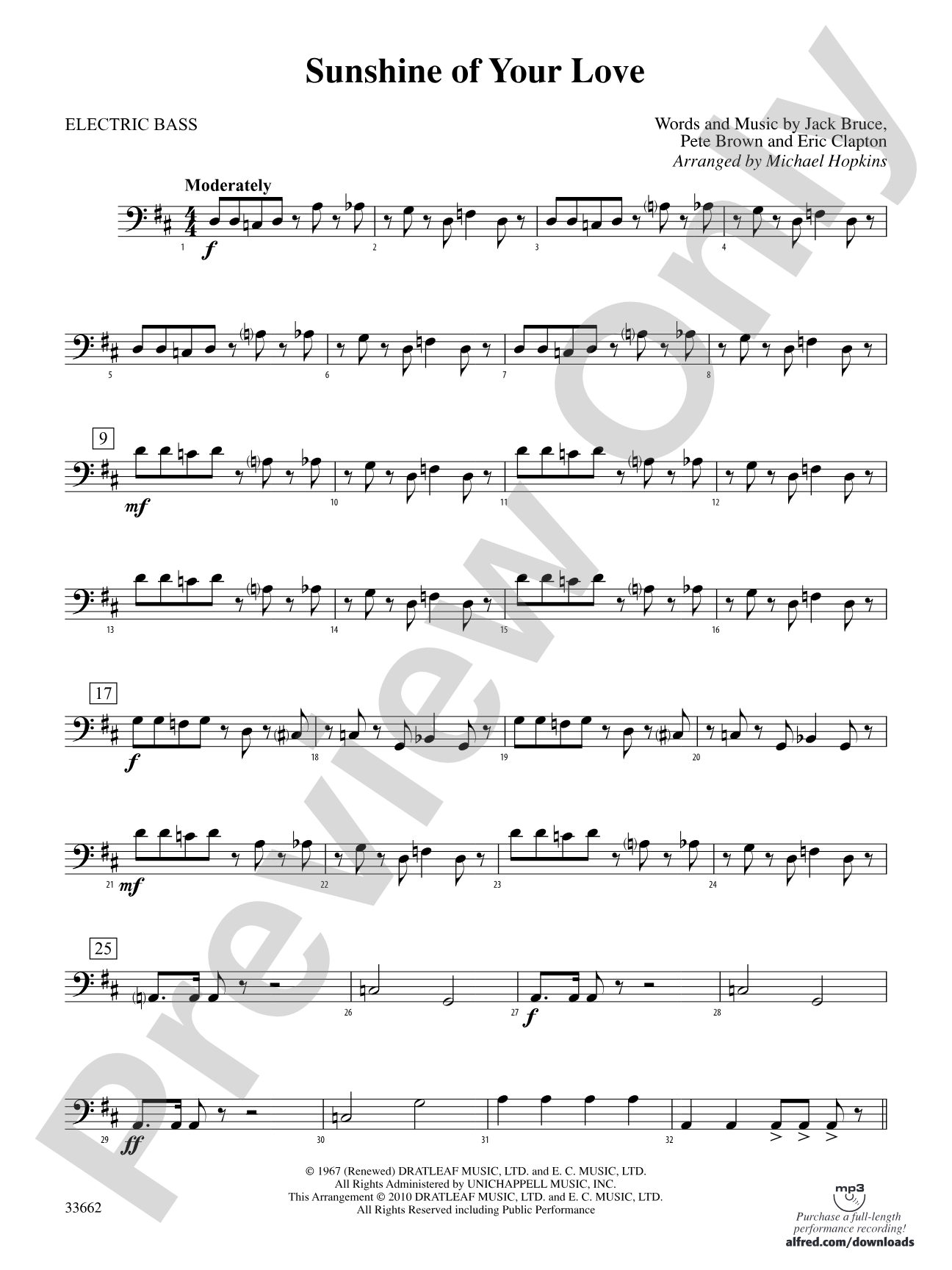 Sunshine of Your Love: Electric Bass