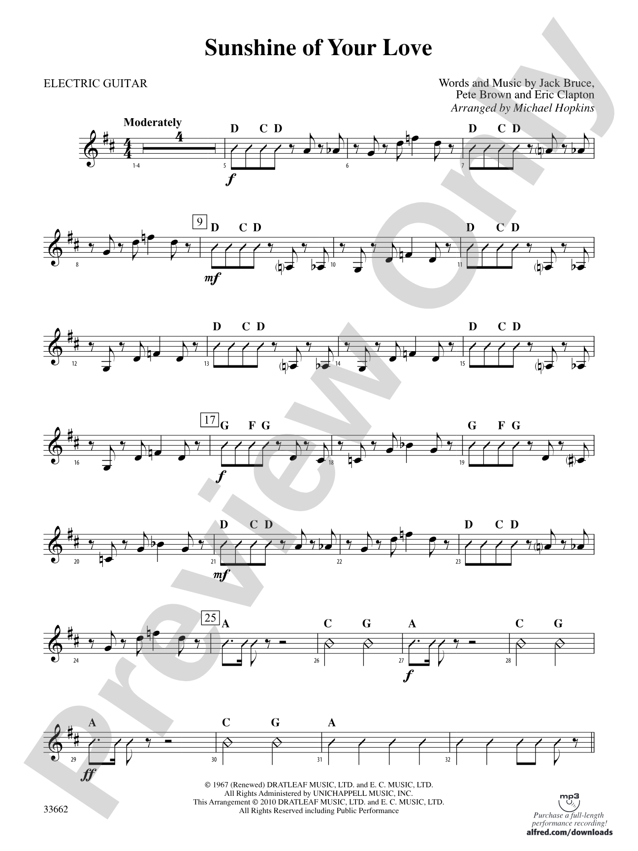 Sunshine of Your Love: Guitar
