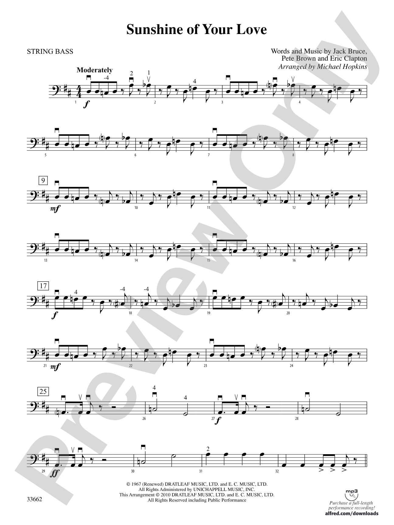 Sunshine of Your Love: String Bass