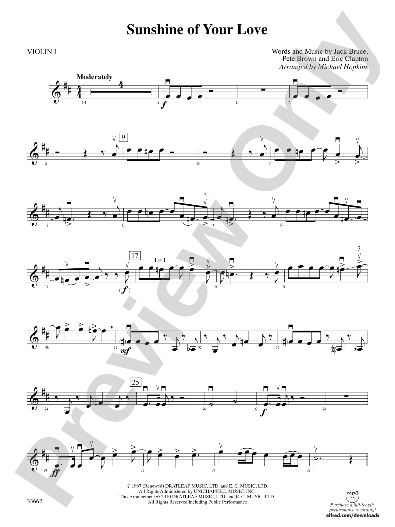 Sunshine of Your Love: 1st Violin