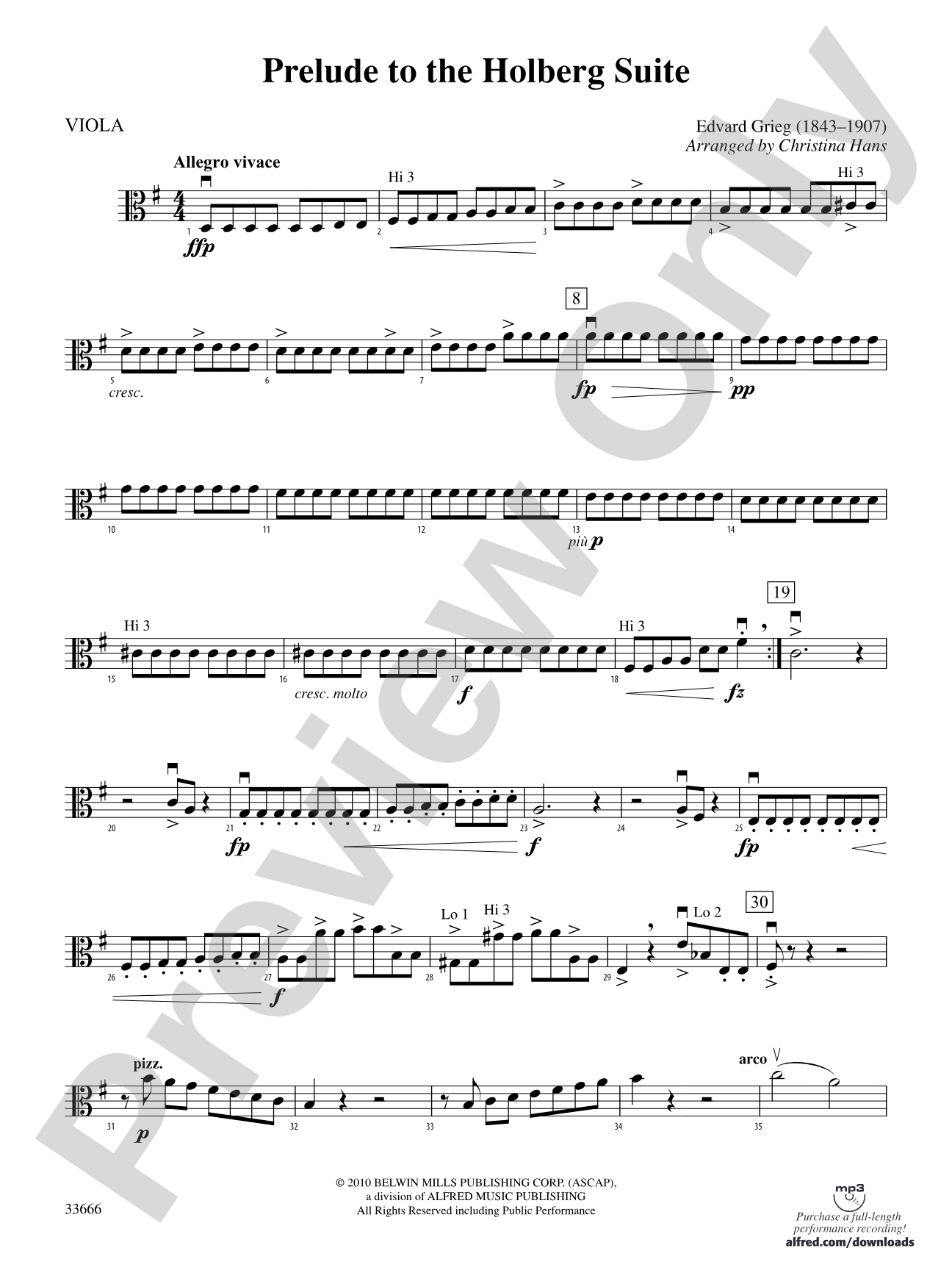 Prelude to the Holberg Suite: Viola