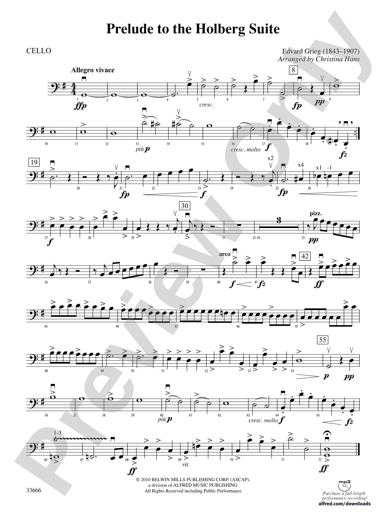 Prelude to the Holberg Suite: Cello