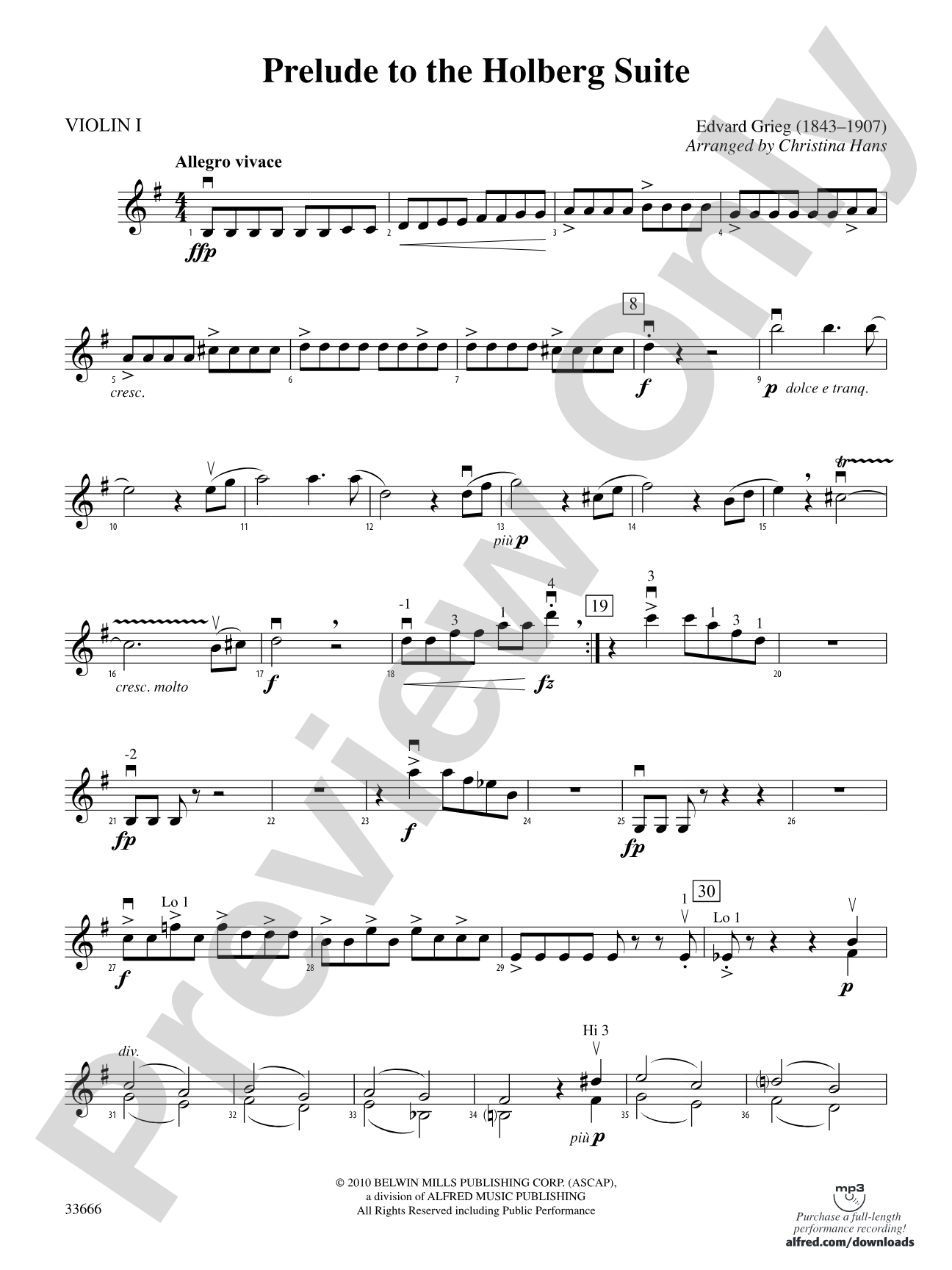 Prelude to the Holberg Suite: 1st Violin