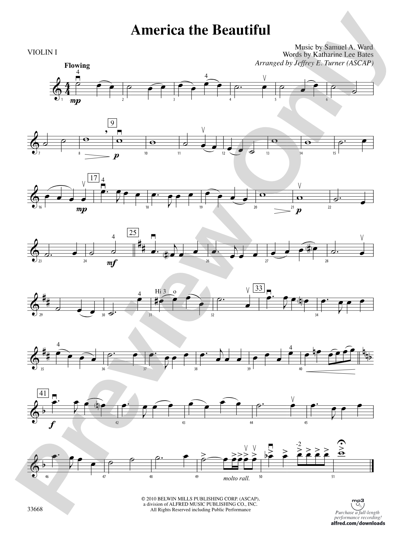 America the Beautiful: 1st Violin