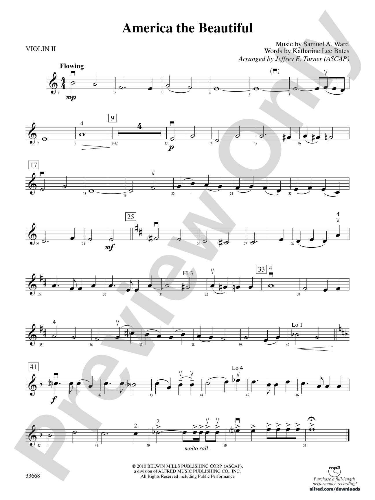 America the Beautiful: 2nd Violin