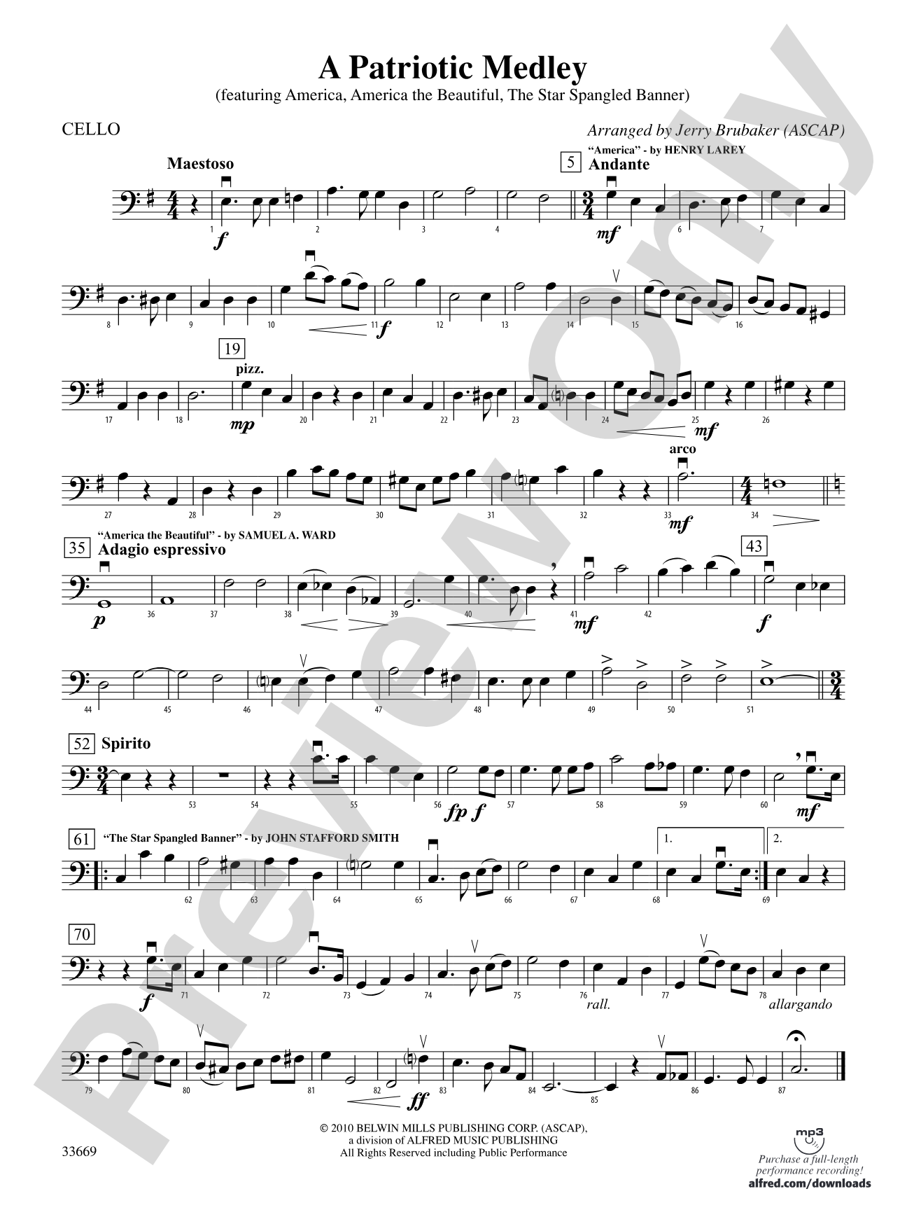 A Patriotic Medley: Cello