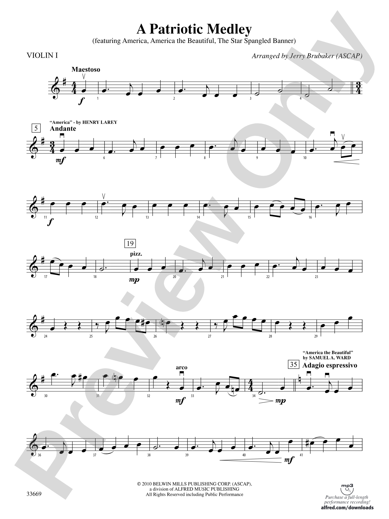 A Patriotic Medley: 1st Violin