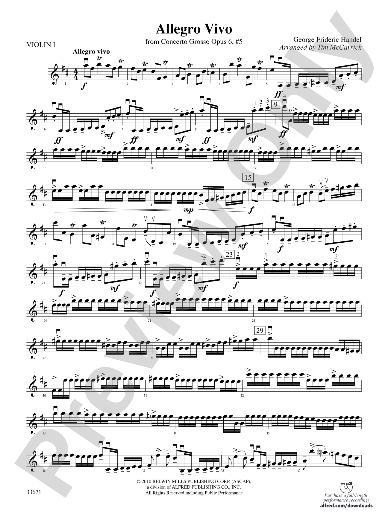 Allegro Vivo: 1st Violin