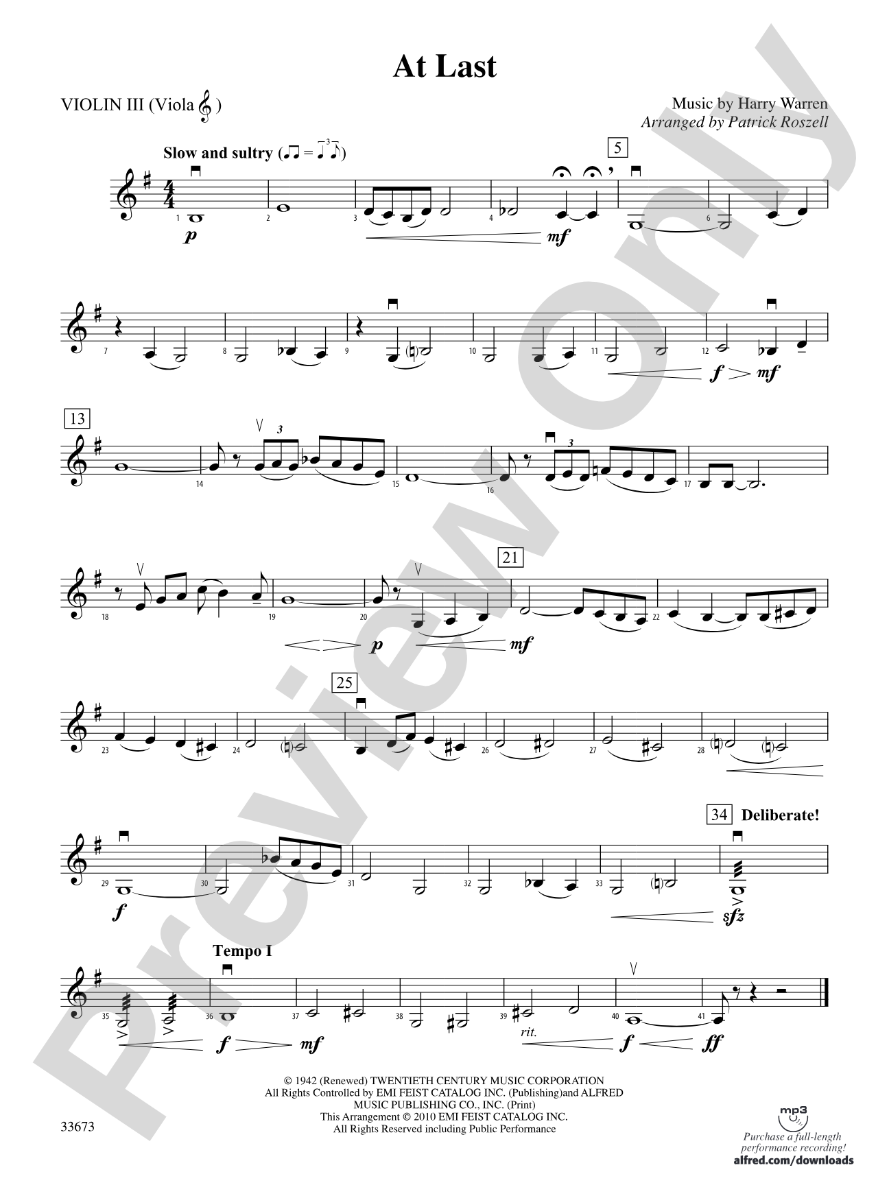 At Last: 3rd Violin (Viola [TC])