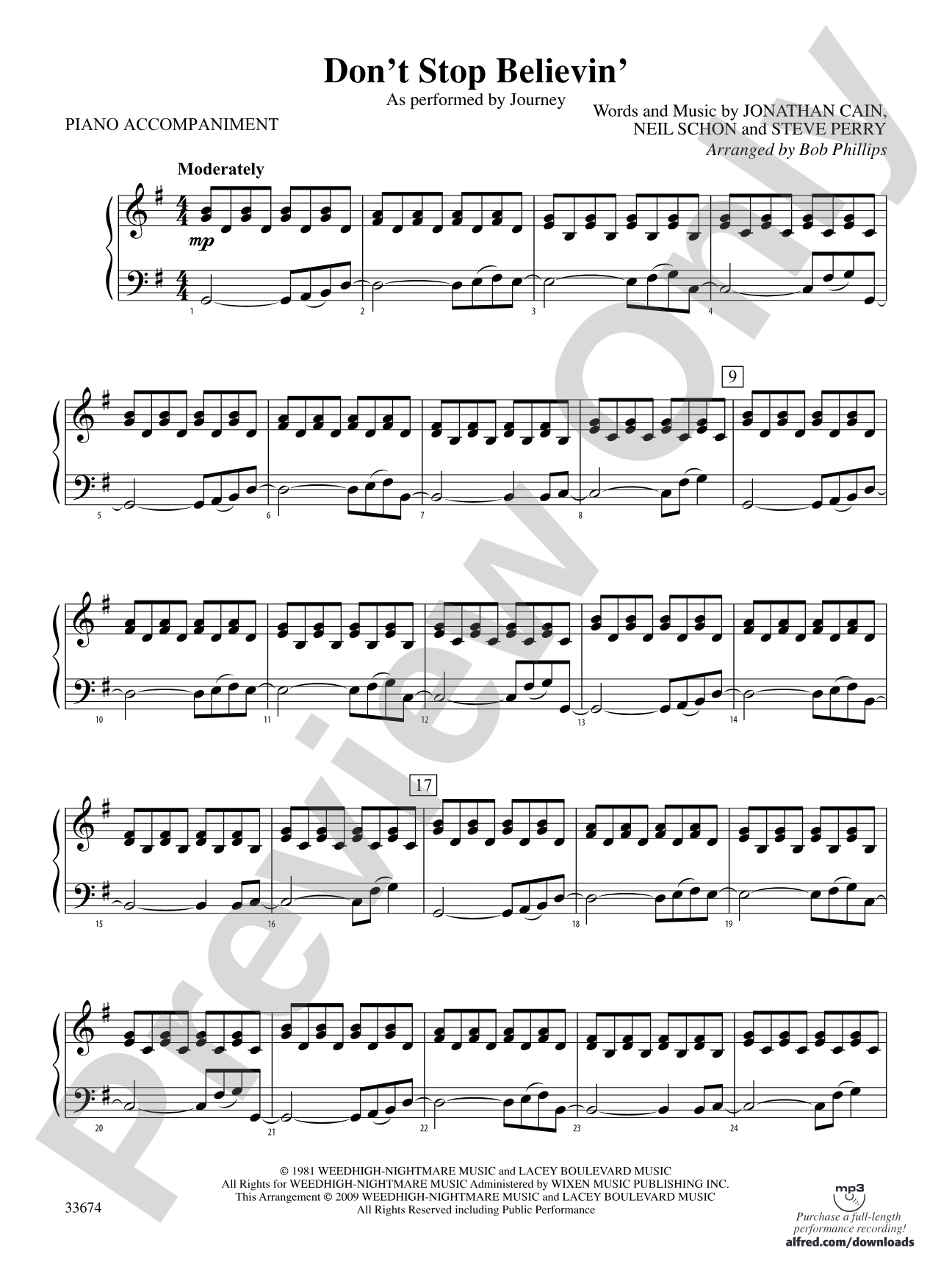 Don't Stop Believin': Piano Accompaniment