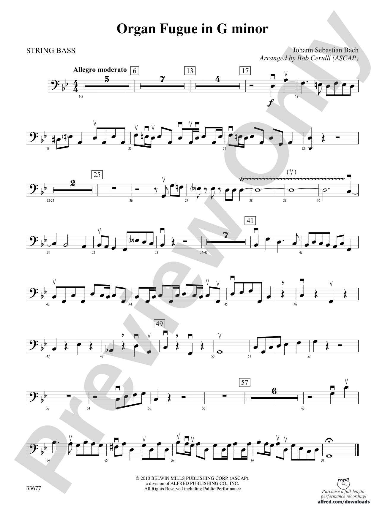 Organ Fugue in G Minor: String Bass