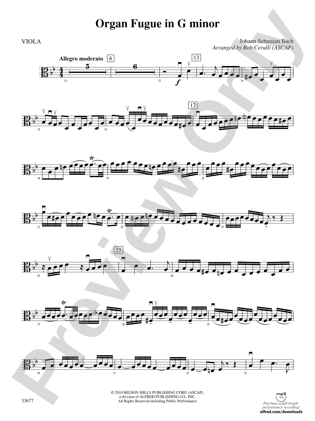 Organ Fugue in G Minor: Viola