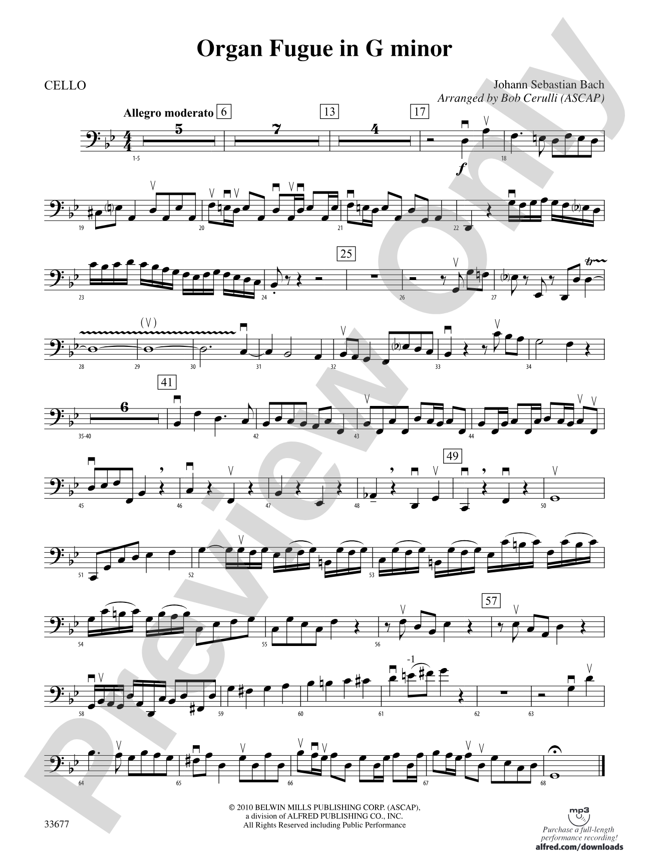 Organ Fugue in G Minor: Cello
