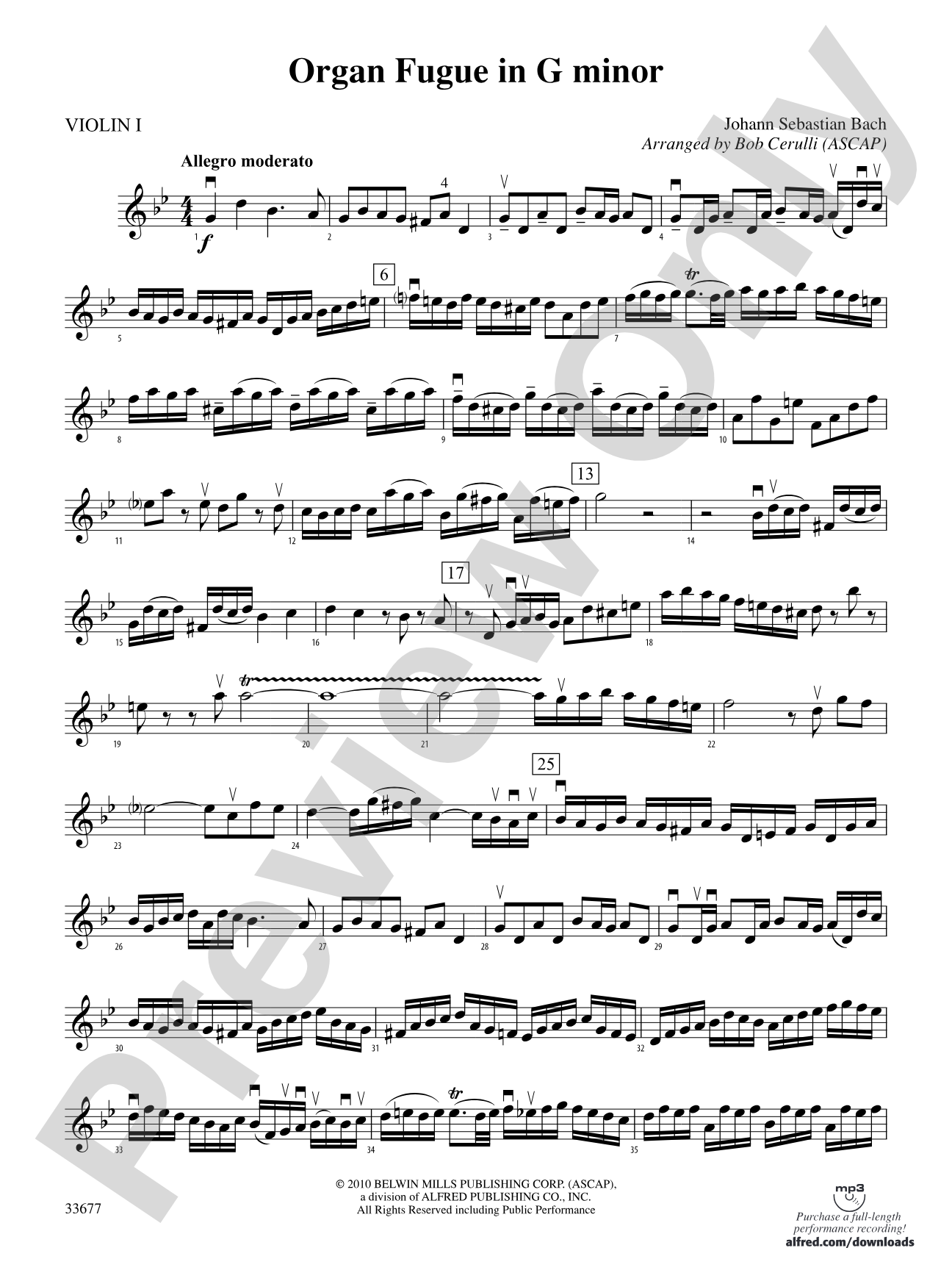 Organ Fugue in G Minor: 1st Violin