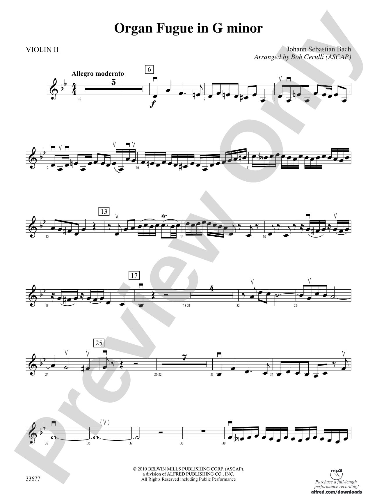 Organ Fugue in G Minor: 2nd Violin