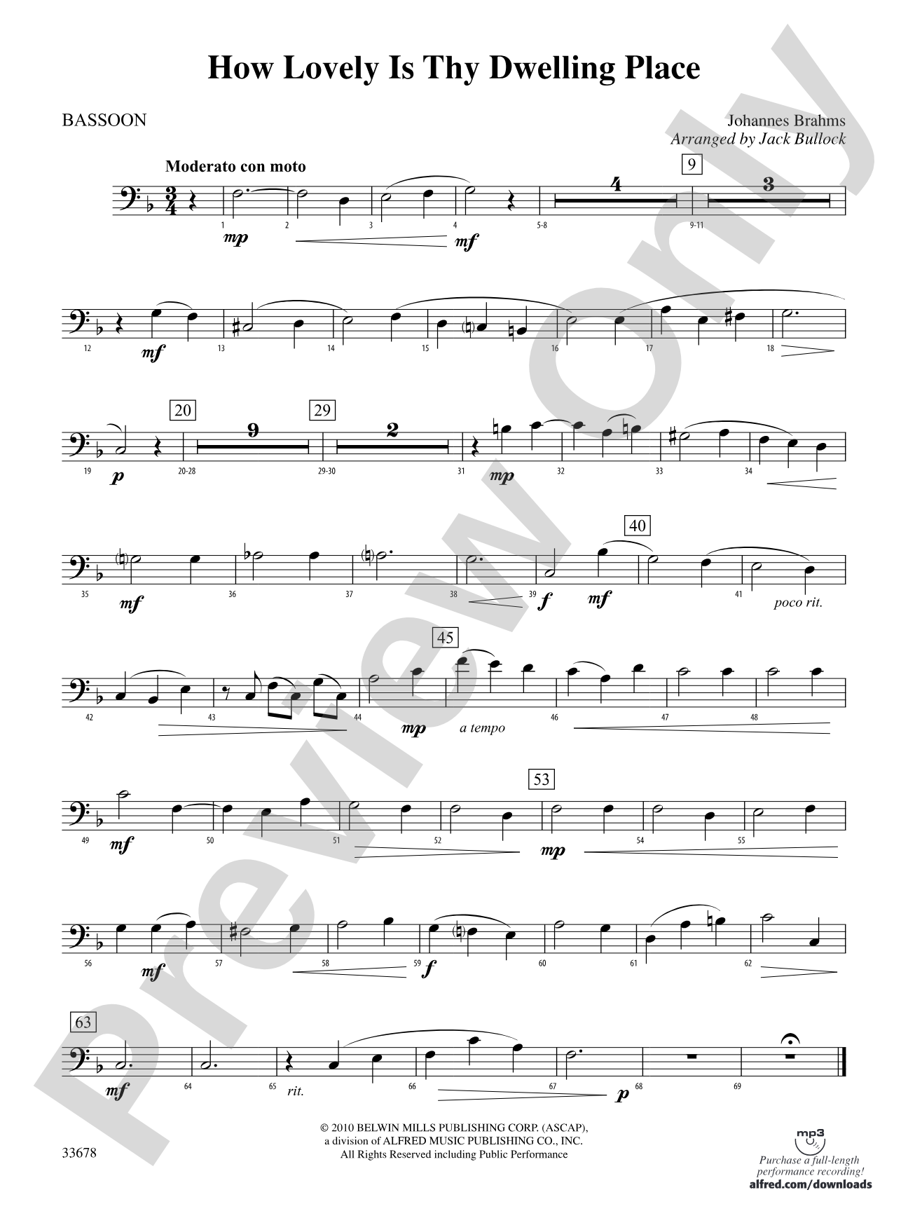 How Lovely Is Thy Dwelling Place: Bassoon