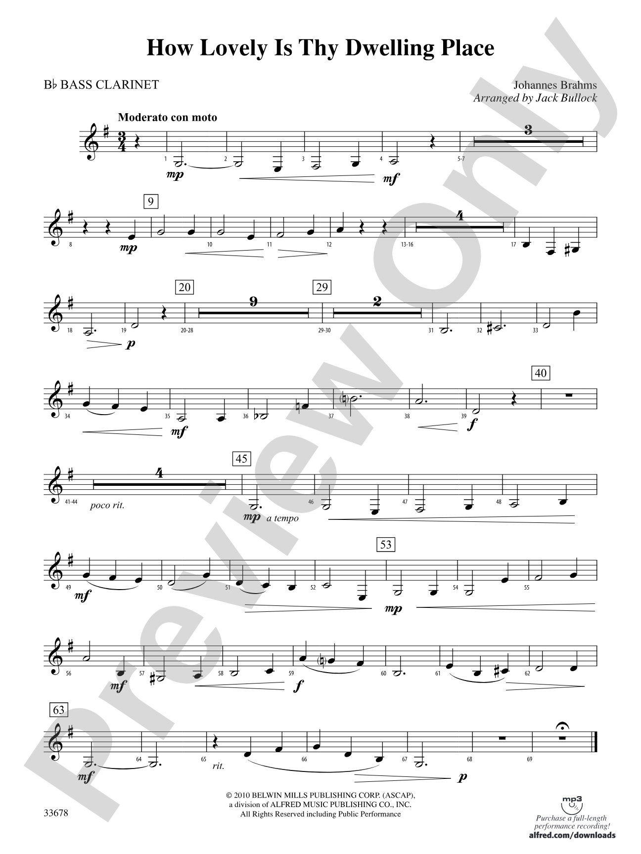 How Lovely Is Thy Dwelling Place: B-flat Bass Clarinet