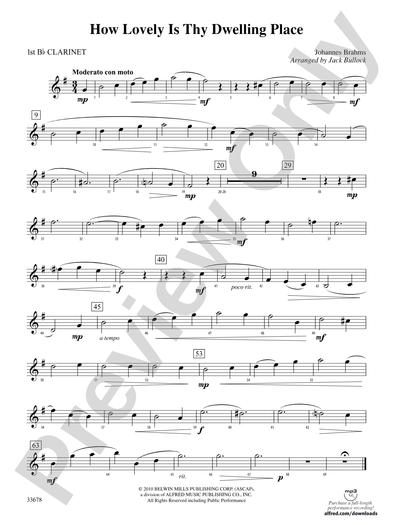 How Lovely Is Thy Dwelling Place: 1st B-flat Clarinet