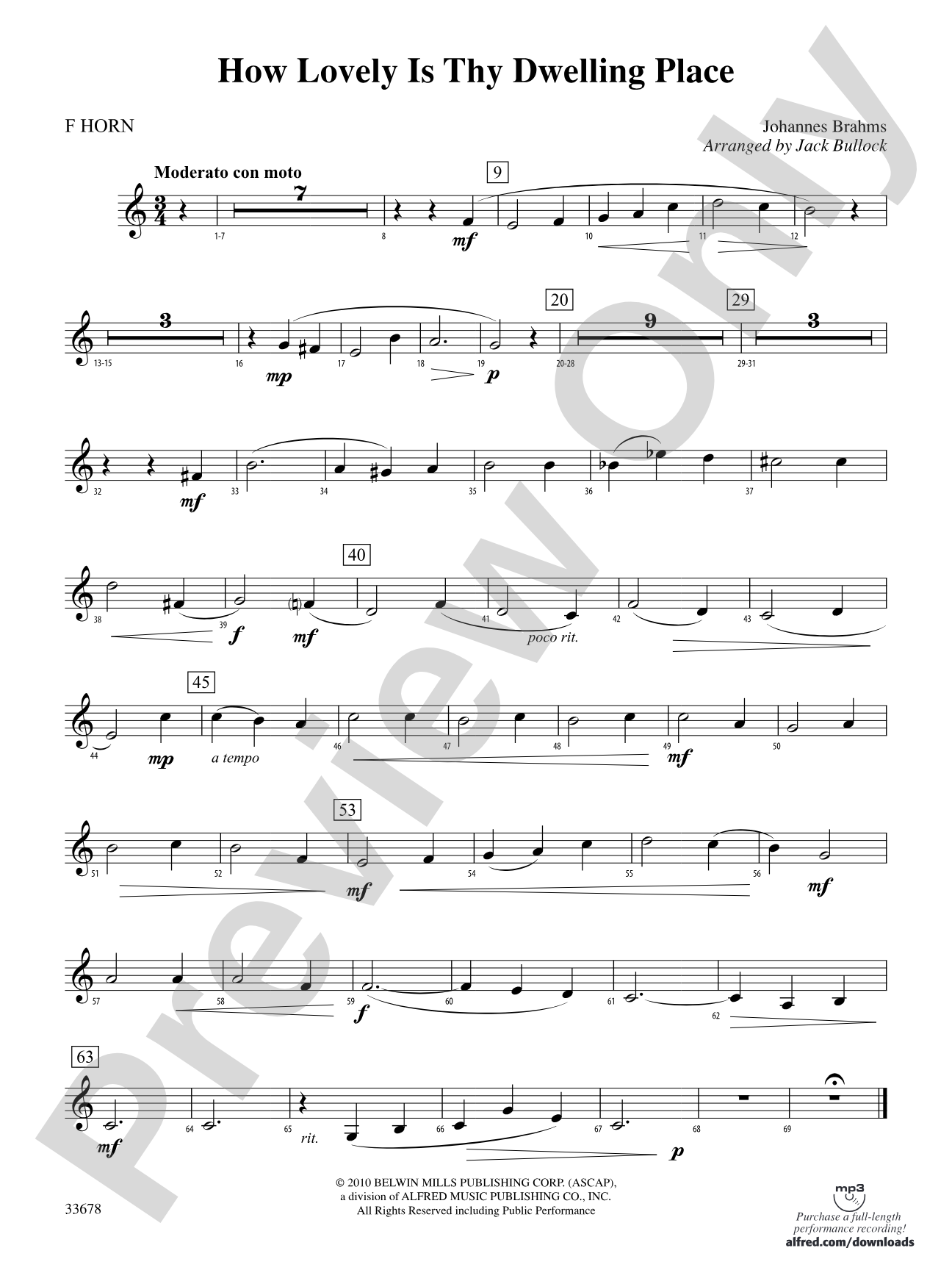 How Lovely Is Thy Dwelling Place: 1st F Horn