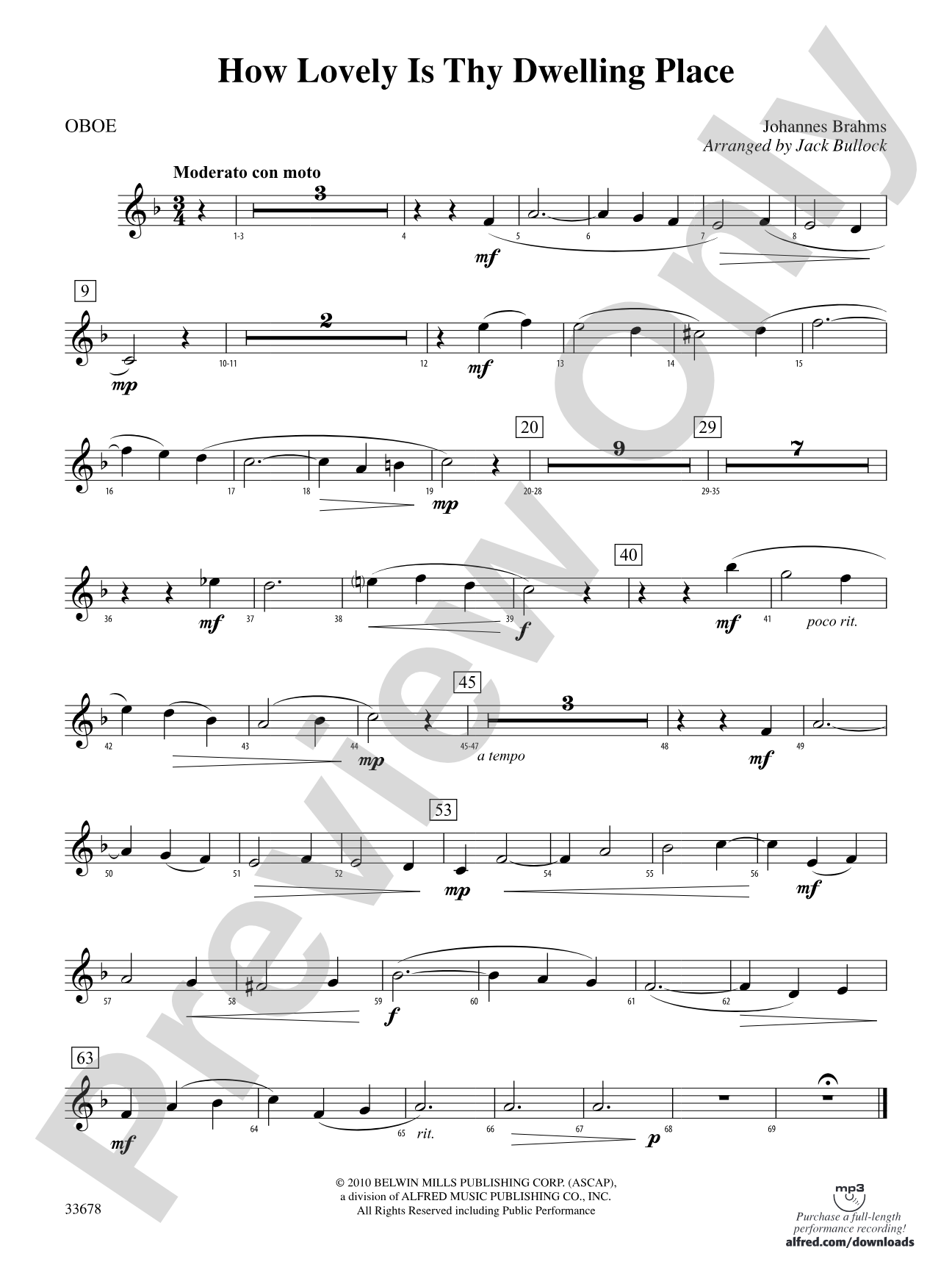 How Lovely Is Thy Dwelling Place: Oboe