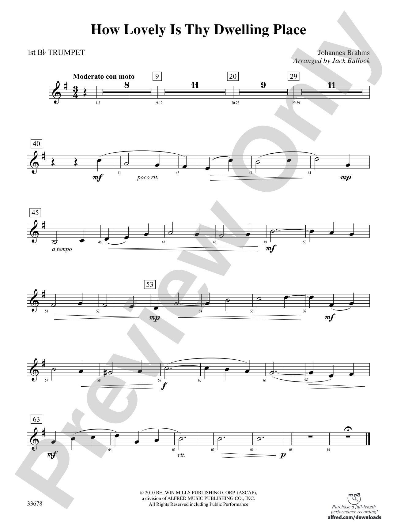 How Lovely Is Thy Dwelling Place: 1st B-flat Trumpet