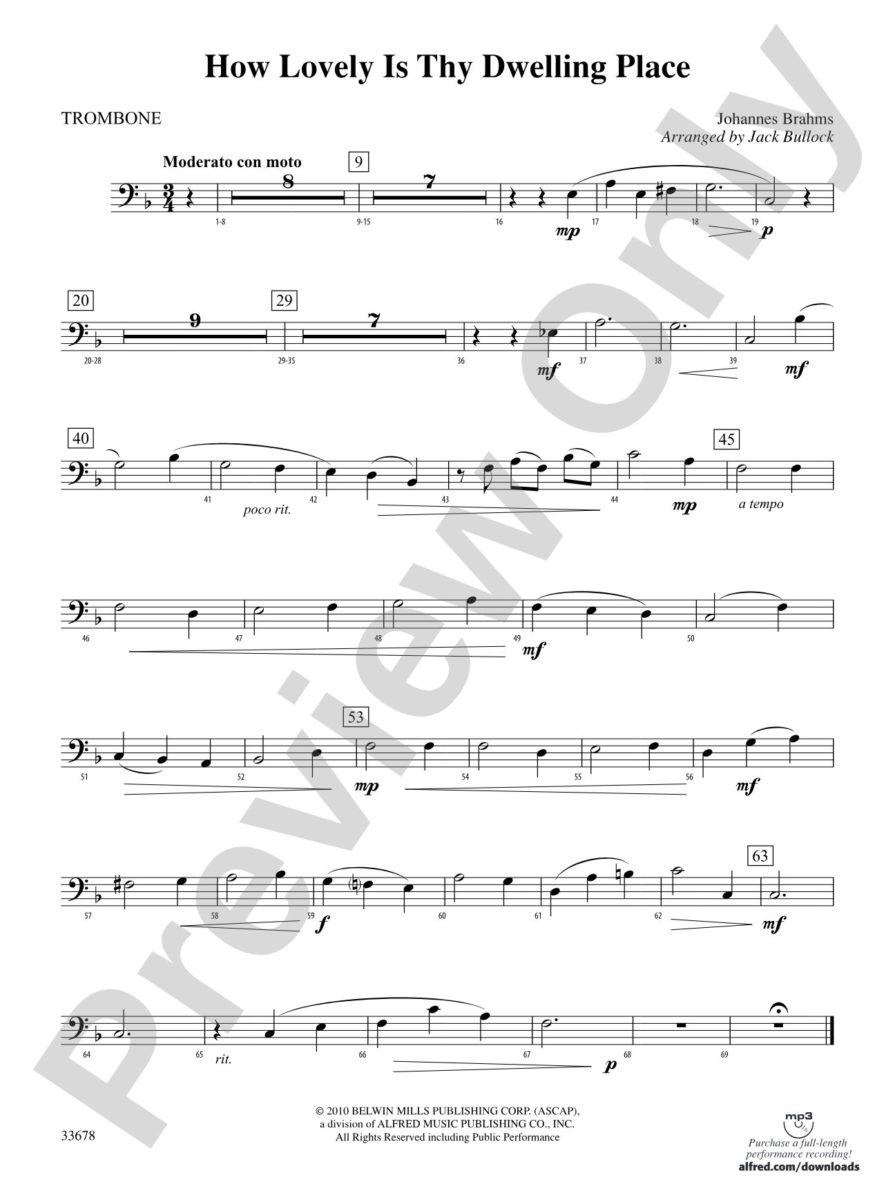How Lovely Is Thy Dwelling Place: 1st Trombone