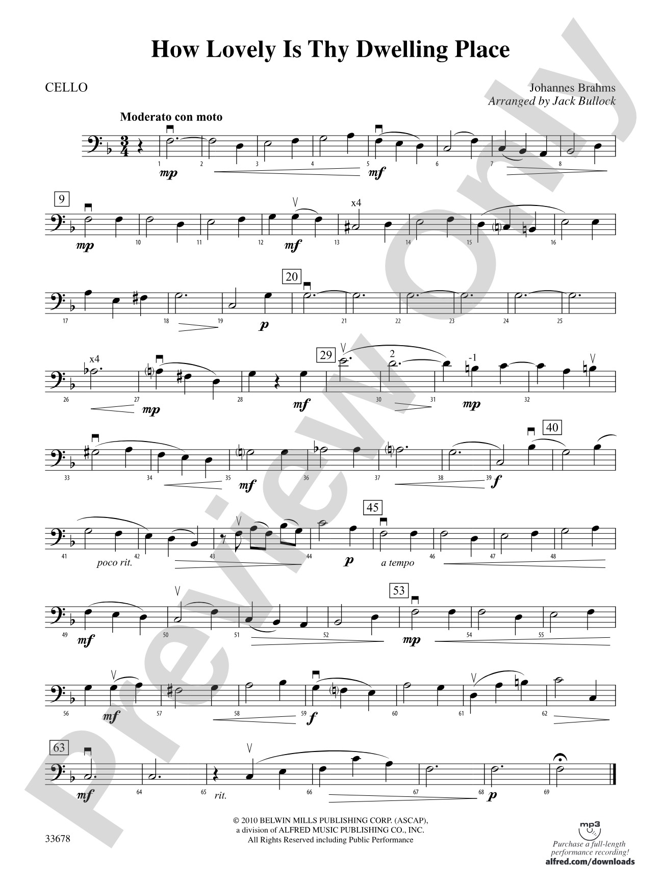 How Lovely Is Thy Dwelling Place: Cello
